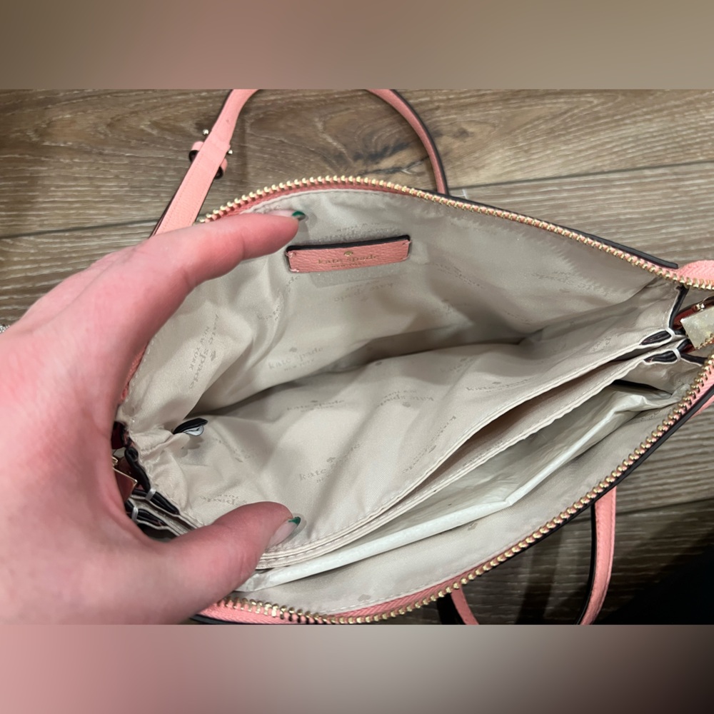 Kate Spade Leila Triple Gusset Crossbody Bag Peachy Rose Pink - Picture 10 of 12